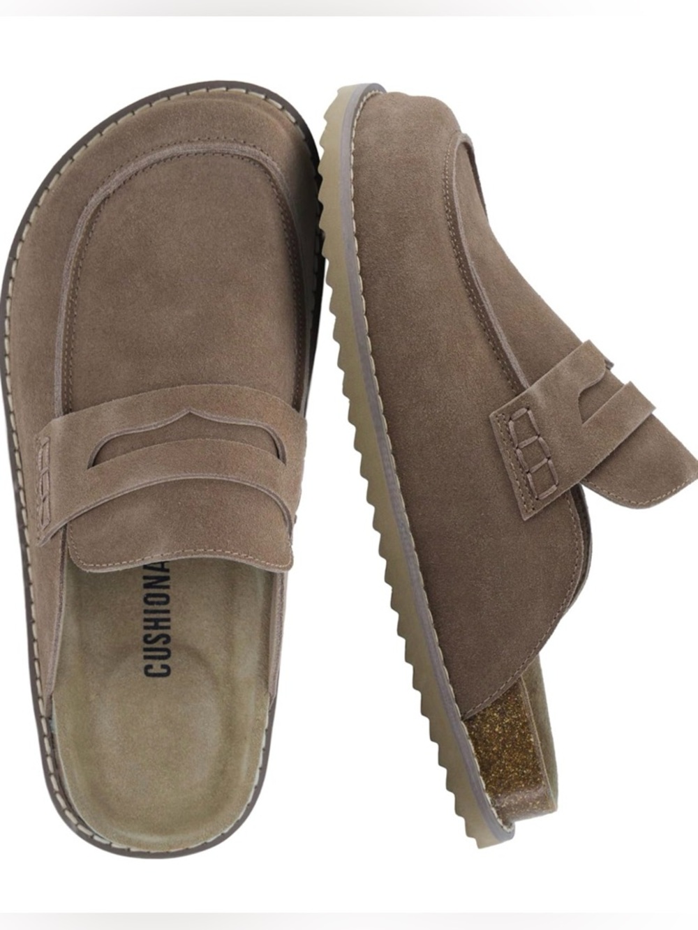 Cushionaire Zola Penny Clog Mules. Suede slip on. Size 8